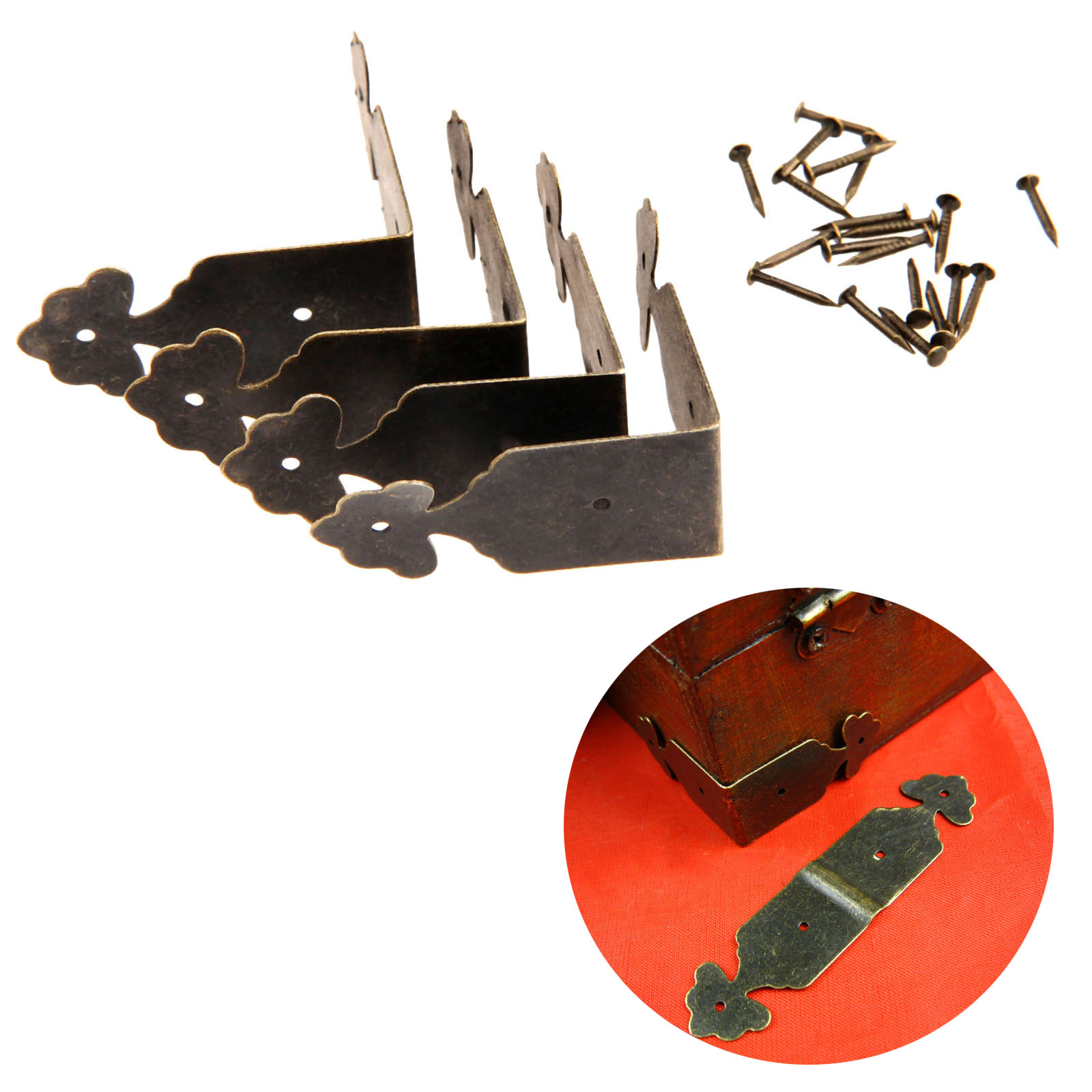 Furniture Hardware Nails - 4 Pcs Dekoratif Pelindung Sudut Besi